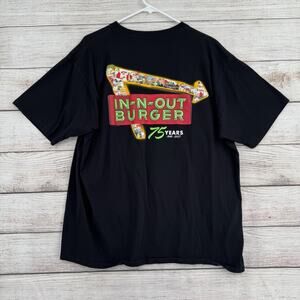 In-N-Out Burger Shirt Mens XL Black 75 Years Anniversary Graphic Tee 2023 USA
